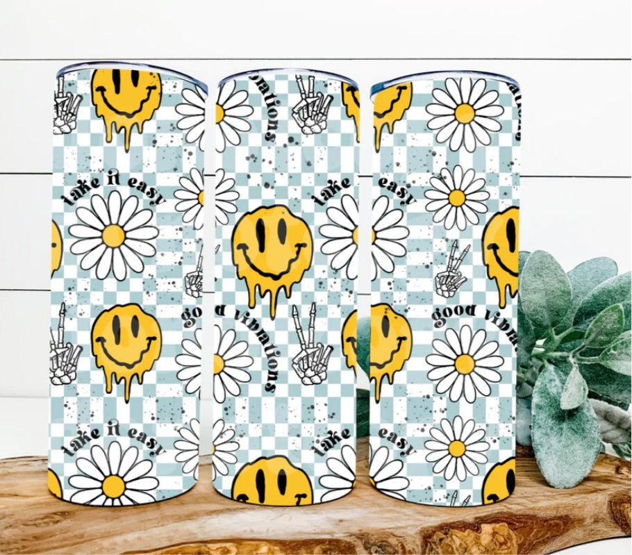 Drippy Smiley Daisy tumbler – Dressed By Angelique